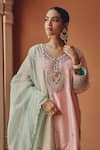 Buy_Ajiesh Oberoi_Pink Silk, Tissue Mirrors, Beads, Embroidery, Sequins Sahar Kurta Salwar Set _Online_at_Aza_Fashions