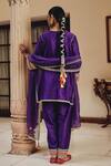 Shop_Ajiesh Oberoi_Purple Silk, Tissue Mirrors, Beads, Embroidery, Sequins Sahar Kurta Salwar Set _at_Aza_Fashions
