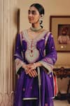 Ajiesh Oberoi_Purple Silk, Tissue Mirrors, Beads, Embroidery, Sequins Sahar Kurta Salwar Set _Online_at_Aza_Fashions