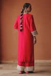 Shop_Ajiesh Oberoi_Pink Tissue Mirrors, Embroidery, Sequins, Beads, Noor-e-gulabi Kurta Pant Set _at_Aza_Fashions