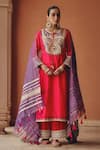 Ajiesh Oberoi_Pink Tissue Mirrors, Embroidery, Sequins, Beads, Noor-e-gulabi Kurta Pant Set _at_Aza_Fashions
