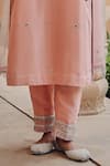 Ajiesh Oberoi_Peach Silk, Organza Mirrors, Gota Patti, Beads Noor-e-saheli Kurta Pant Set _Online_at_Aza_Fashions