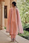 Shop_Ajiesh Oberoi_Peach Silk, Organza Mirrors, Gota Patti, Beads Noor-e-saheli Kurta Pant Set _at_Aza_Fashions