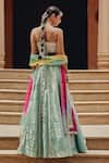 Shop_Ajiesh Oberoi_Green Tissue, Organza Gota Patti, Mirrors, Rang Rasaiya Panelled Lehenga Set _at_Aza_Fashions