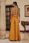 Shop_Ajiesh Oberoi_Mustard Silk Zari, Mirrors, Embroidery Shira Sleeveless Blouse With Sharara _at_Aza_Fashions