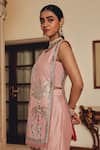 Buy_Ajiesh Oberoi_Pink Silk, Organza Embroidery, Mirrors, Gota Gulzaar Bali Kurta Sharara Set _Online_at_Aza_Fashions
