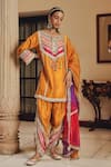 Buy_Ajiesh Oberoi_Mustard Silk, Organza Gota Patti, Mirrors, Ruhira Kurta Patiala Salwar Set _at_Aza_Fashions