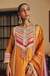Shop_Ajiesh Oberoi_Mustard Silk, Organza Gota Patti, Mirrors, Ruhira Kurta Patiala Salwar Set _Online_at_Aza_Fashions