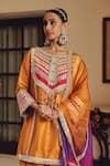 Ajiesh Oberoi_Mustard Silk, Organza Gota Patti, Mirrors, Ruhira Kurta Patiala Salwar Set _at_Aza_Fashions