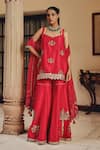 Buy_Ajiesh Oberoi_Pink Silk, Organza Embroidery, Mirrors, Tassels, Rani Bahaar Glam Gharara Set _at_Aza_Fashions