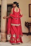 Shop_Ajiesh Oberoi_Pink Silk, Organza Embroidery, Mirrors, Tassels, Rani Bahaar Glam Gharara Set _at_Aza_Fashions