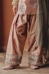 Ajiesh Oberoi_Rose Gold Tissue, Organza Embroidery, Mirrors, Blush Bloom Kurta Salwar Set _Online_at_Aza_Fashions