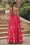 Shop_Ajiesh Oberoi_Silver Silk, Organza Mirrors, Sequins, Beads, Radiance Blouse Skirt Set _at_Aza_Fashions