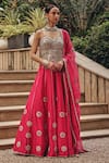 Buy_Ajiesh Oberoi_Silver Silk, Organza Mirrors, Sequins, Beads, Radiance Blouse Skirt Set _at_Aza_Fashions