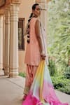 Shop_Ajiesh Oberoi_Peach Organza Embroidery, Mirrors, Tassels, Sunehri Shaam Kurta Salwar Set _at_Aza_Fashions