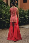 Shop_Ajiesh Oberoi_Pink Silk, Organza Mirrors, Embroidery, Sunehri Sargam Kurta Gharara Set _at_Aza_Fashions