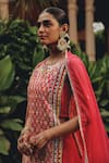 Buy_Ajiesh Oberoi_Pink Silk, Organza Mirrors, Embroidery, Sunehri Sargam Kurta Gharara Set _Online_at_Aza_Fashions