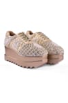Shop_Anaar_Gold Shehzaadi Wedge Sneakers _Online_at_Aza_Fashions