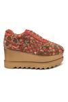 Anaar_Rust Sitara Wedge Sneakers _at_Aza_Fashions