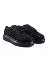 Shop_Anaar_Black Bijli Nova Classic Embroidered Sneakers _at_Aza_Fashions
