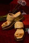 Buy_Anaar_Gold Beads, Sequins, Mirrors Maharani Embroidered Wedges _at_Aza_Fashions