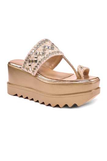 Buy_Anaar_Gold Mirrors, Embroidery, Stones Kohinoor Wedges _Online_at_Aza_Fashions