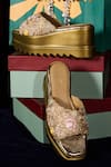 Buy_Anaar_Gold Embroidery, Beads, Pearls Bollynight Wedges _at_Aza_Fashions