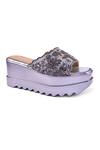 Anaar_Gray Beads, Sequins, Embroidery Bejewelled Barfi Wedges _Online_at_Aza_Fashions