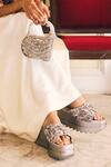 Buy_Anaar_Gray Beads, Sequins, Embroidery Bejewelled Barfi Wedges _at_Aza_Fashions