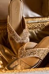 Buy_Anaar_Gold Embroidery, Beads, Pearls Stardom Wedge Sandals _at_Aza_Fashions