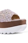 Anaar_Off White Beads, Embroidery Custard Cloud Wedge Sandals _at_Aza_Fashions
