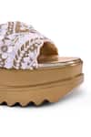 Buy_Anaar_Gold Beads, Pearls, Embroidery Maison Lacey Wedge Sandals 