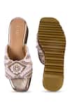 Shop_Anaar_Gold Beads, Pearls, Embroidery Maison Lacey Wedge Sandals _at_Aza_Fashions