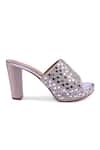 Anaar_Silver Mirrors, Beads Sheesh Mahal Platform Heels _Online_at_Aza_Fashions