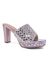 Shop_Anaar_Silver Mirrors, Beads Sheesh Mahal Platform Heels _Online_at_Aza_Fashions