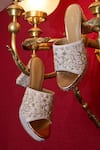 Buy_Anaar_Off White Embroidery, Beads, Sequins, Crystals Festive Fairy Platform Heels _at_Aza_Fashions