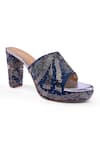 Anaar_Blue Beads, Sequins Electric Nakhra Platform Heels _Online_at_Aza_Fashions
