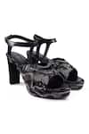 Anaar_Black Beads, Sequins Phoenix Platform Heels _at_Aza_Fashions
