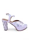 Anaar_Silver Sequins, Crystals Mirrorball Platform Heels _Online_at_Aza_Fashions