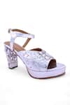 Anaar_Silver Sequins, Crystals Mirrorball Platform Heels _at_Aza_Fashions