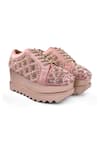 Shop_Anaar_Pink Jhoomar Wedge Embroidered Sneakers _Online_at_Aza_Fashions