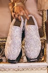 Buy_Anaar_Silver Mehfil Wedge Embroidered Sneakers _at_Aza_Fashions