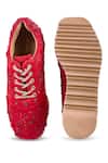 Shop_Anaar_Red Mirchi Lights Wedge Embroidered Sneakers _at_Aza_Fashions