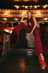 Shop_Anaar_Red Mirchi Lights Wedge Embroidered Sneakers 