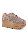 Anaar_Gold Retro Ritual Wedge Embroidered Sneakers _at_Aza_Fashions