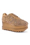 Anaar_Gold Khazana Wedge Embroidered Sneakers _Online_at_Aza_Fashions