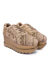 Buy_Anaar_Gold Loveletter Wedge Embroidered Sneakers _at_Aza_Fashions