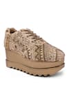 Anaar_Gold Loveletter Wedge Embroidered Sneakers _Online_at_Aza_Fashions