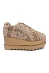 Shop_Anaar_Gold Loveletter Wedge Embroidered Sneakers _Online_at_Aza_Fashions