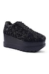 Buy_Anaar_Black Afterglow Wedge Embroidered Sneakers _Online_at_Aza_Fashions